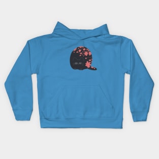 black cat with flowers Kids Hoodie